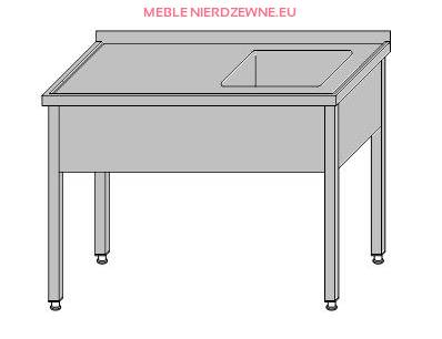 Stół przyścienny ze zlewem bez półki o głębokości 600 mm