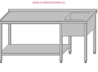 Stół ze zlewem i półką pod częścią roboczą o głębokości 600 mm