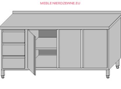 Stół zabudowany - drzwi otwierane i blok szuflad o głębokości 600 mm
