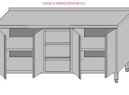 Stół zabudowany - blok szuflad i dwie szafki z drzwiami otwieranymi o głębokości 700 mm