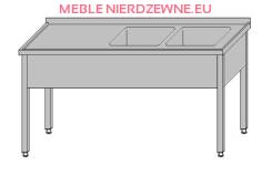 Stół roboczy z dwoma zlewami bez półki 1600x600x850