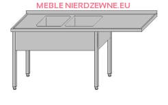 Stół z dwoma zlewami i miejscem na zmywarkę 2200x600x850