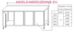 Zabudowa frontu stołu drzwiami otwieranymi - szerokość stołu 2200 mm