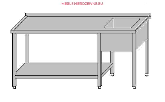 Stół roboczy ze zlewem i półką pod częścią roboczą 1400x700x850