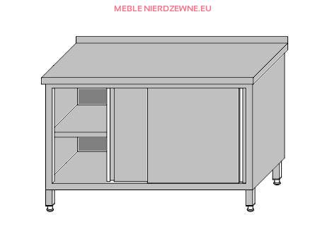Stół roboczy przyścienny zabudowany z półką – drzwi przesuwne 1500x700x850
