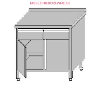 Stół roboczy przyścienny zabudowany z 2-szufladami pod blatem i szafką zabudowaną drzwiami otwieranymi 1200x700x850