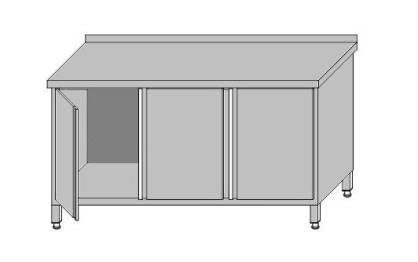 Stół roboczy przyścienny zabudowany – drzwi otwierane 1600x600x850