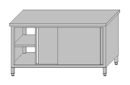Stół przelotowy z półką – drzwi przesuwne 1800x700x850
