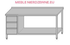Stół roboczy przyścienny otwarty z półką i 3-szufladami dla pojemników GN 1/1 1200x700x850