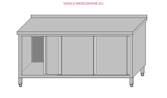 Stół roboczy przyścienny zabudowany – drzwi przesuwne 2400x600x850