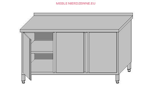 Stół roboczy przyścienny zabudowany z półką – drzwi otwierane 1600x700x850