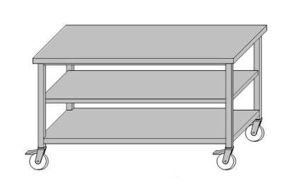 Stół roboczy z dwoma półkami na kółkach 1200x600x850