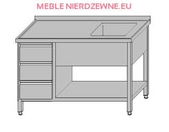 Stół roboczy ze zlewem otwarty z półką i szufladami dla GN 1/1 2000x700x850