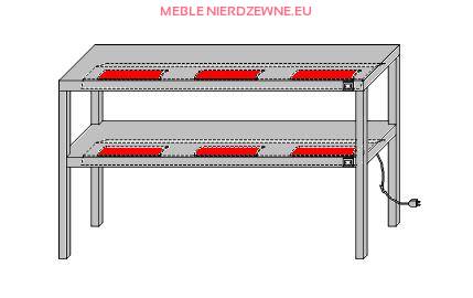 Nadstawka na stół podwójna z podgrzewaczem półki dolnej i górnej 1600x300x700