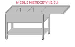 Stół z dwoma zlewami, miejscem na zmywarkę i półką 1600x700x850
