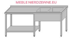 Stół roboczy z dwoma zlewami i półką pod częścią roboczą 1800x700x850