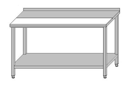 Stół przyścienny z deską do krojenia i półką o głębokości 600 mm