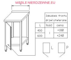 Zabudowa frontu stołu drzwiami otwieranymi - szerokość stołu 700 mm