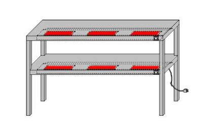 Nadstawka na stół podwójna z podgrzewaczem półki dolnej i górnej 1200x300x700