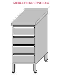 Stół roboczy przyścienny zabudowany z 4-szufladami dla pojemników GN 1/1 400x700x850