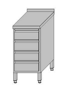 Stół roboczy przyścienny zabudowany z 4-szufladami dla pojemników GN 1/1 400x700x850