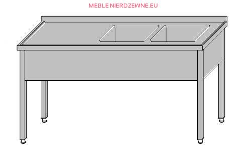 Stół roboczy z dwoma zlewami bez półki 1200x600x850