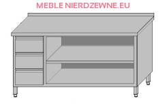 Stół roboczy przyścienny z 3-szufladami dla pojemników GN 1/1 i szafką otwartą z półką 2000x600x850