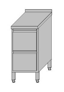 Stół roboczy przyścienny zabudowany z 2-szufladami dla pojemników GN 1/1 400x700x850