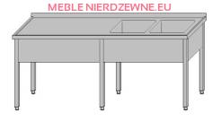 Stół roboczy z dwoma zlewami bez półki 2400x700x850
