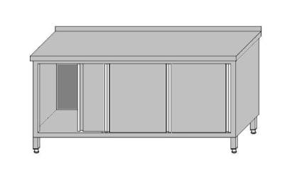 Stół roboczy przyścienny zabudowany – drzwi przesuwne 2600x600x850