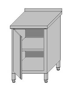 Stół roboczy przyścienny zabudowany z półką – drzwi otwierane 400x600x850