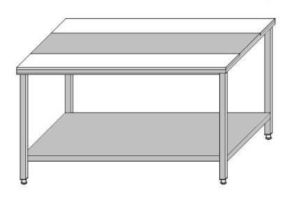 Stół roboczy centralny otwarty z deskami do krojenia i półką 1200x1200x850