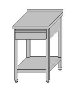 Stół roboczy przyścienny z szufladą pod blatem i półką 600x600x850