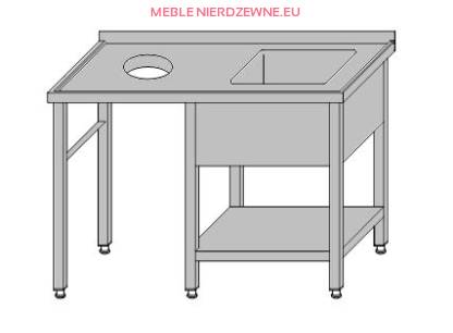 Stół ze zlewem, otworem na odpady i półką o głębokości 700 mm
