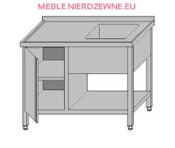 Stół roboczy ze zlewem, szafką zamykaną drzwiami i półką 1200x600x850