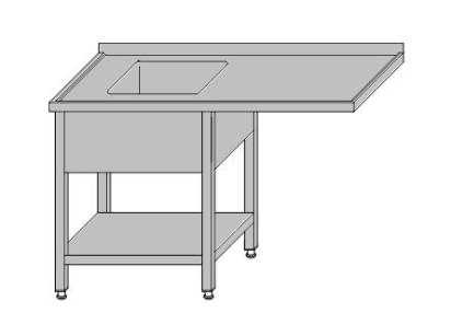 Stół ze zlewem, miejscem na zmywarkę i półką 1300x600x850