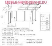 Stół roboczy z dwoma zlewami zabudowany drzwiami otwieranymi wymiary