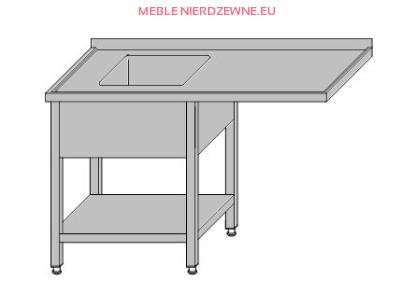 Stół ze zlewem, miejscem na zmywarkę i półką o głębokości 600 mm