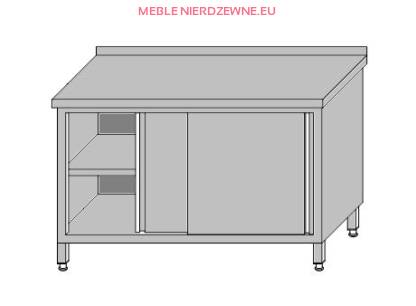 Stół przyścienny zabudowany z półką - drzwi przesuwne o głębokości 600 mm