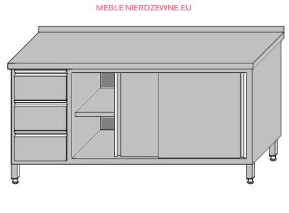 Stół zabudowany - drzwi przesuwne i blok szuflad o głębokości 700 mm