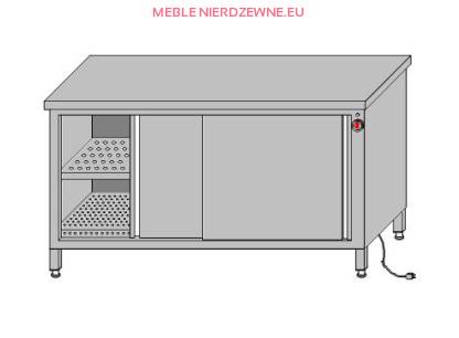 Stół przyścienny grzewczy zabudowany z półką - drzwi przesuwne o głębokości 600 mm